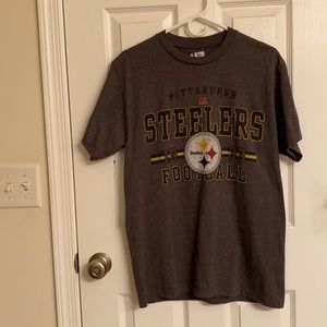 NFL Pittsburgh Steelers Gray Distressed Short Sleeve T-Shirt Cotton-blend Medium